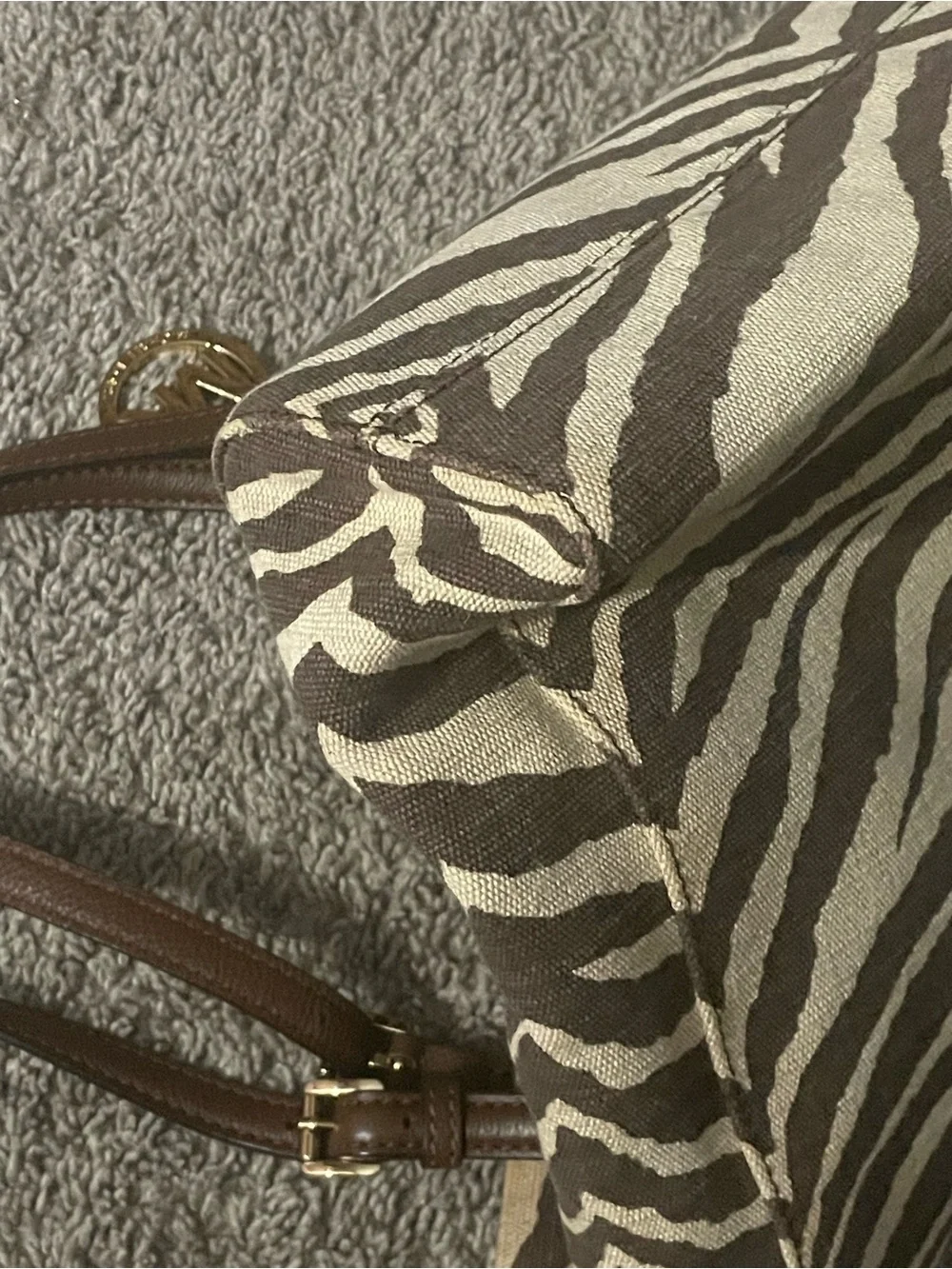 Michael Kors Zebra-Print Canvas Tote in Cream and Brown excellent condition - Picture 6 of 8